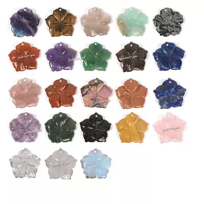 $2.99 • Buy 28mm Hand Carved Gemstone Hawaii Flower Pendant Bead 1.1 
