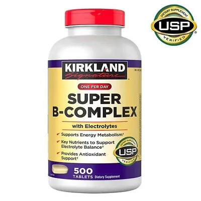 Kirkland Signature Super B-Complex 500 Tablet Electrolytes Vitamin C Exp 10/25+ • $25.63