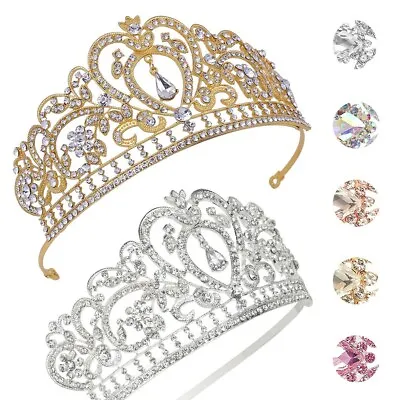 Crystal Rhinestone Queen Crown Tiara Wedding Pageant Bridal Diamante Headpiece • £9.99