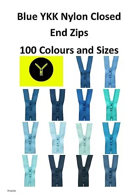 Blue YKK Nylon Closed Zip / 160+ Colours And Sizes/ Trouser Dress And Skirt Zip • £3.66