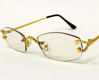 Small Metal Hip Hop Buffs Eyeglasses Shades Gold Clear Lens Eye Glasses Men's  • $12.99