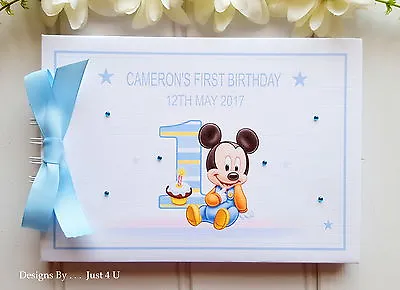 Personalised Baby Mickey Mouse* Memory Scrapbook Album* 1st Birthday Gift Idea • £16.99