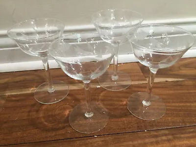 4 Louie Weston Etched Crystal Coupe Glasses 5 3/4” Vintage WGL79 • $36.49