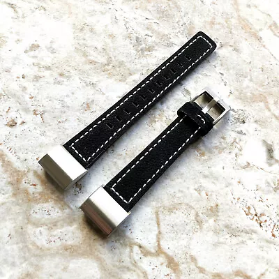 $55.77 • Buy Black Color Soft Leather Band Strap With White Stitches For Fitbit Charge 2