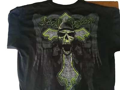 J&p Cycles Black And Green Skull Cross Short Sleeve T-shirt.  Mens Xl • $8.99