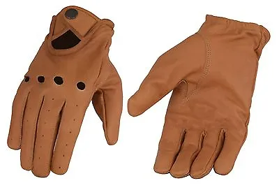 Milwaukee Leather MG7508 Men's Saddle Tan Leather Driving Gloves With Wrist Snap • $19.99