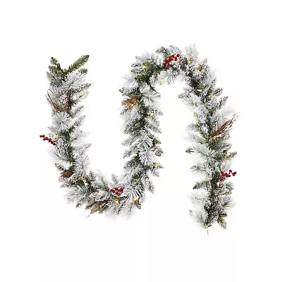 Noma Snow Dusted Berry 9 Ft Pre Lit Garland Home Holiday Mantle Decor (Open Box) • $34.45