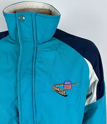 Vintage 90s Union Pacific Railroad Jacket M Turquoise Windbreaker Full Zip Retro • $29.99