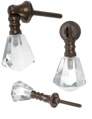 1; Antique Brass Glass Teardrop Tear Drop Drawer Pull Knob Vintage Inspired • $8.06