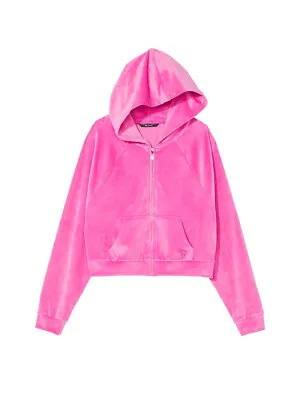 NWT Victoria's Secret L Full-zip Hoodie Loungewear PINK VELOUR Soft • $79.99