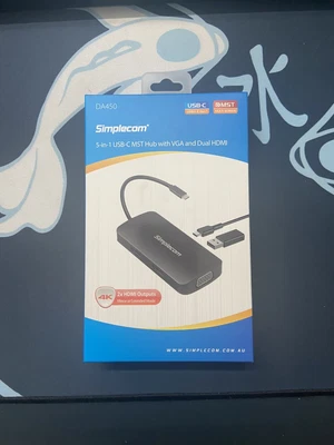 $20 • Buy Simplecom 5-in-1 USB-C MST Hub With VGA And Dual HDMI