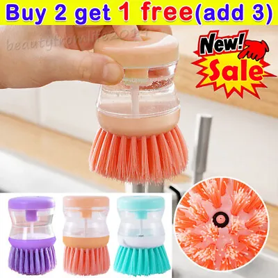 Kitchen Wash Pot Dish Brush Clean-Utensils With Washing Up Liquid Soap Dispense. • £2.98