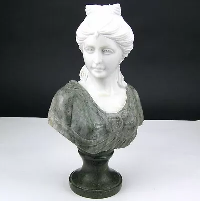 Heavy Vintage 12  Tricolor Carved Marble Bust Of Classical Woman Lady • $225