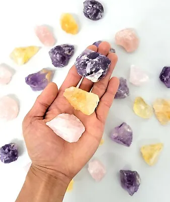$9.95 • Buy Citrine Amethyst Rose Quartz Crystals Set Natural Rough Stones Healing Crystals