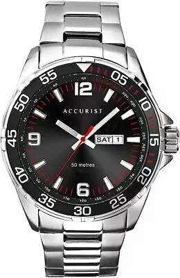 Accurist Classic Mens Watch With Black Dial And Silver Bracelet 7352 • £54.99