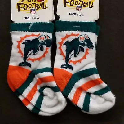 NFL Miami Dolphins Children Socks - Size: 4-5 1/2 New (Lot Of 2 Pair) • $7.99