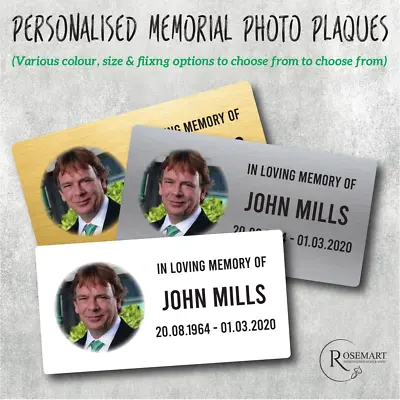 Personalised Photo And Text Memorial Bench Wall Metal Outdoor Grave Plaque • £4.50