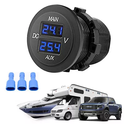 12-24V AUX LED Dual Voltmeter Voltage Gauge Battery Monitor Panel Car Boat RV • £12.18