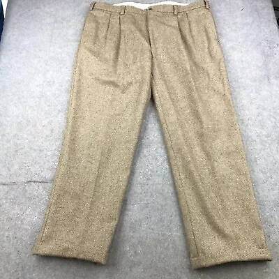 Orvis Pants Men 44 Brown Regular Straight Fit Outdoors Wool Tweed Cuffed Thick * • $38.98