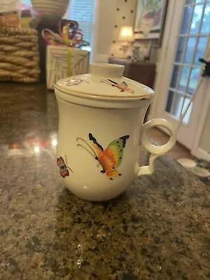 Teavana Enchanted Butterflies Porcelain Tea Cup With Infuser And Lid • $19