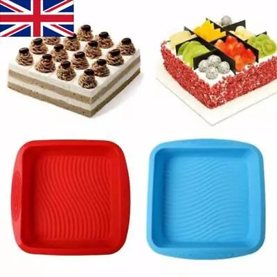 Large Square Silicone Cake Mold Pan Tins Non Stick Loaf Bread Baking Tray Mould • £6.28
