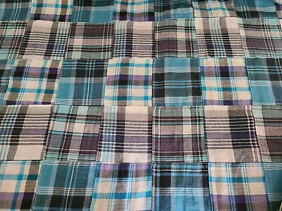 BTY X 45 W Madras Patchwork Fabric Multicolored 100% Cotton In Blues Quilting  • $12.99
