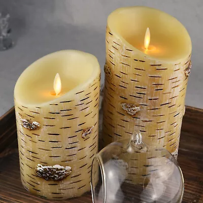 $26.99 • Buy Luminara Flameless Pillar Moving Wick Led Candles With Remote Ready Birch Bark