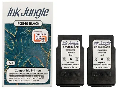 2x PG540 Black 8ml Ink Cartridges For Canon MG4150 Printer Replaces PG540XL • £24.95