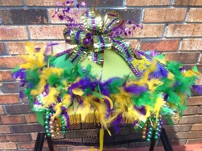 Mardi Gras Deco Parade Umbrella Beads Fringe Feathers Beads Gold Cord Etc • $125