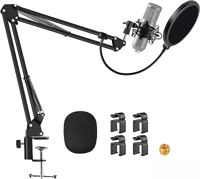 Mic Boom Arm Microphone Stand - Adjustable Suspension Shock Mount And Pop Filter • $31.12