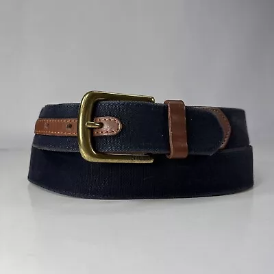 Tommy Hilfiger Blue Denim & Brown Leather Dress Belt - Men's Size 44/110 • $12.60