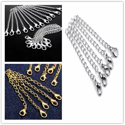 10pc Silver Gold DIY Necklace Extender Extension Chain 75mm / 3  With Clasp Hook • £3.19