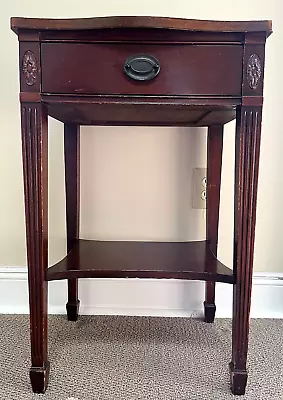 Antique Hepplewhite Sheraton Style 1 Drawer Stand Stretcher Base Mahogany Table • $139.99