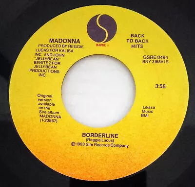 Madonna: Holiday / Borderline 45 Rpm  SIRE Records 1983 GSRE 0494 • $6.99