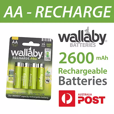 Size AA Wallaby Recharge PRO Ni-MH Batteries 4/8/32 QTY DISCOUNT - AUS FAST POST • $17.95