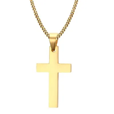 Mens Women Chain Necklace Black Cross Stainless Steel Pendant Crucifix Jesus UK • £3.49