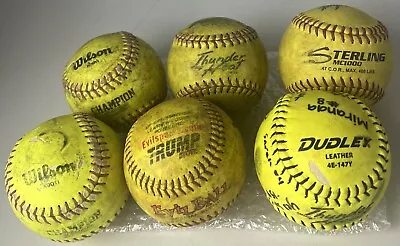 Mixed Lot 6 Softballs 12” Slow Pitch Practice Dudley Wilson Sterling Trump Heat • $14.99