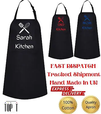 Personalised  Printed Apron With Pockets Customised Kitchen Apron Ladies Apron • £5.99