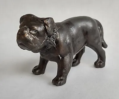 Small Vintage Metal English Bulldog W/Collar 1.5 X2.5  Figurine - Marked Japan • $20