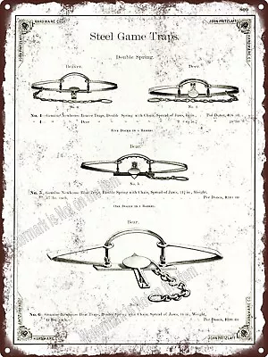 1890 Newhouse #6 #5 #4 Grizzly Bear Leg Hold Beaver Trap Metal Sign 9x12  A587 • $24.95