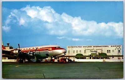 Postcard CA California Oakland International Airport Western Airlines DC-4 PS2C • $6.99