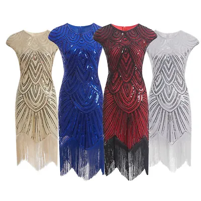 $29.99 • Buy 1920s Flapper Party Great Gatsby Charleston Sequins Beaded Fringe Fancy Dress
