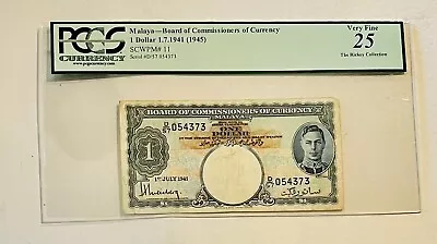 1941 Malaya Board Of Commissioners Of Currency $1 Dollars Note P#11 PCGS-25 • $53.50