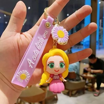 Ice And Snow Lucky Long Haired Princess Lovely Keychain Wallet Charm Keychain L5 • $0.15