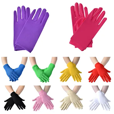 £3.48 • Buy Women Satin Stretch Solid Color Milk Silk Gloves Short Driving Sunscreen Mittens