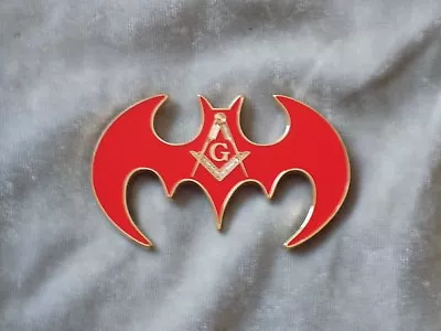 Masonic 3  Car Emblem Master Mason Square Compass Red Bat Shape Fraternity NEW! • $12.69