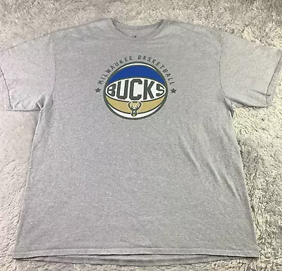 Milwaukee Bucks Shirt Adult 2XL Gray Short Sleeve NBA Basketball Tee XXL Retro • $14.97