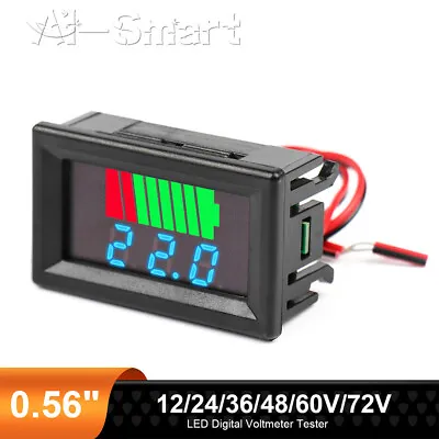 £2.15 • Buy Car Battery Charge Level Capacity Meter Indicator LED Display Voltmeter 12V-60V