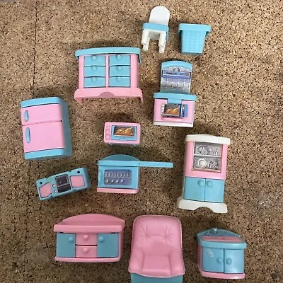Vintage Toys R Us My Sweet Home Plastic Dollhouse Furniture 12 Pieces Lot Set • $13