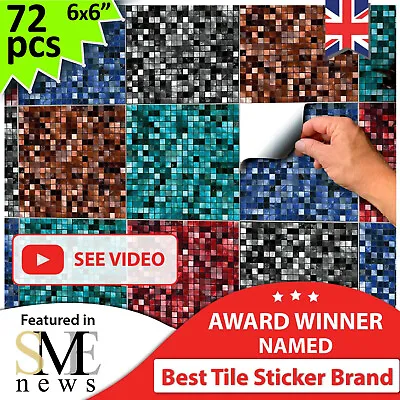 72 Tile Stickers 15x15cm 6x6 In Peel N Stick Waterproof Tile Transfers Stickers • £2.90